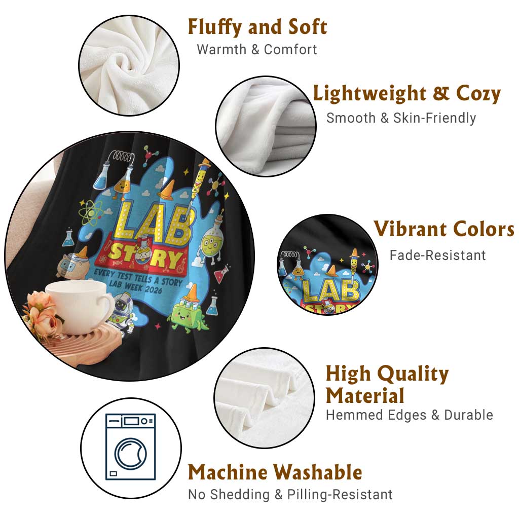 Lab Story Lab Week 2026 Celebration Throw Blanket Every Test Tells a Story Medical Lab Tech Appreciation Gift