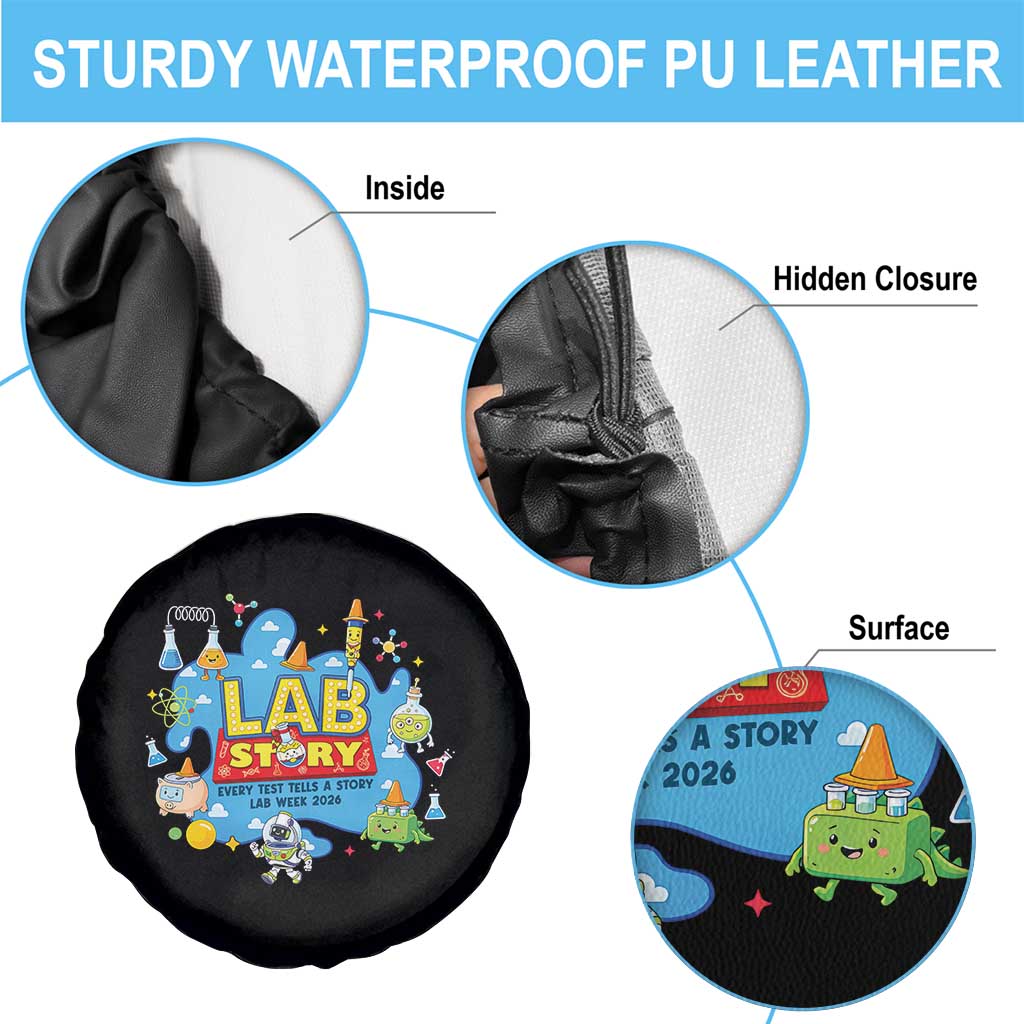 Lab Story Lab Week 2026 Celebration Spare Tire Cover Every Test Tells a Story Medical Lab Tech Appreciation Gift