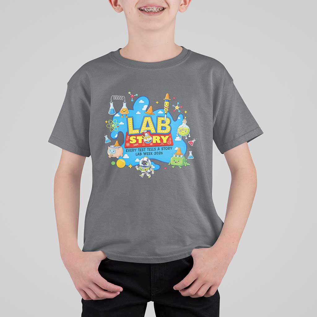 Lab Story Lab Week 2026 Celebration T Shirt For Kid Every Test Tells a Story Medical Lab Tech Appreciation Gift