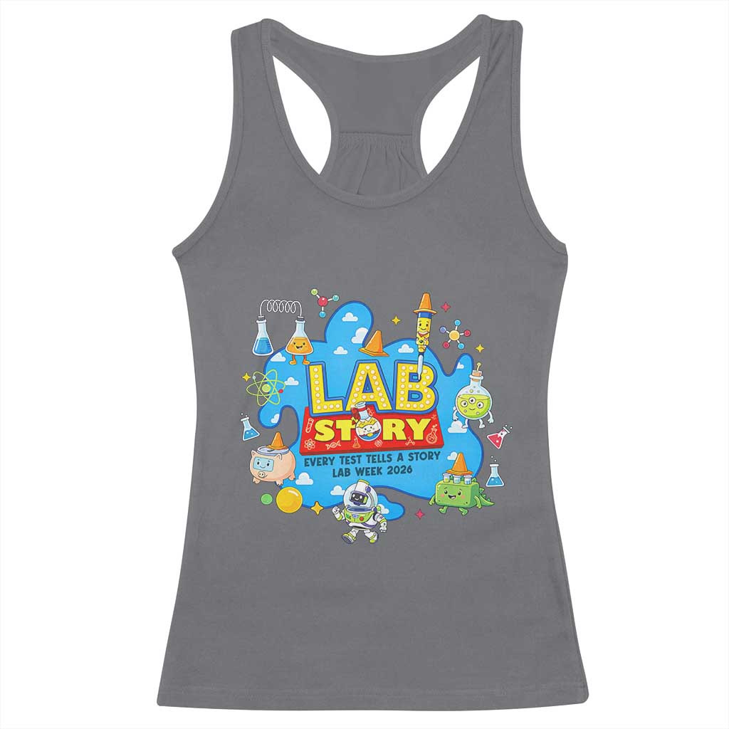 Lab Story Lab Week 2026 Celebration Racerback Tank Top Every Test Tells a Story Medical Lab Tech Appreciation Gift