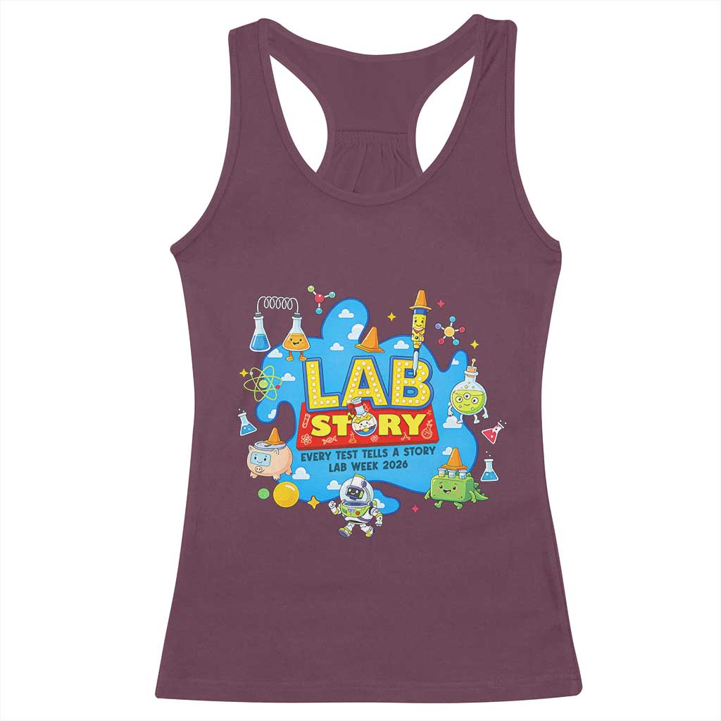 Lab Story Lab Week 2026 Celebration Racerback Tank Top Every Test Tells a Story Medical Lab Tech Appreciation Gift