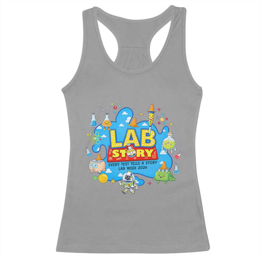 Lab Story Lab Week 2026 Celebration Racerback Tank Top Every Test Tells a Story Medical Lab Tech Appreciation Gift