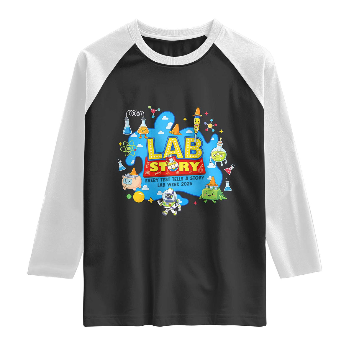Lab Story Lab Week 2026 Celebration Raglan Shirt Every Test Tells a Story Medical Lab Tech Appreciation Gift