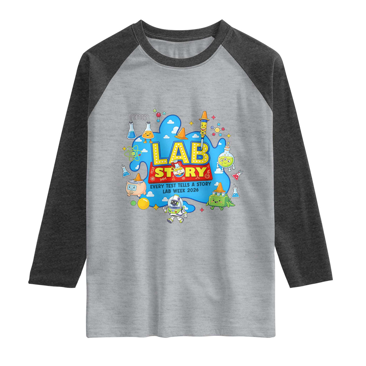 Lab Story Lab Week 2026 Celebration Raglan Shirt Every Test Tells a Story Medical Lab Tech Appreciation Gift