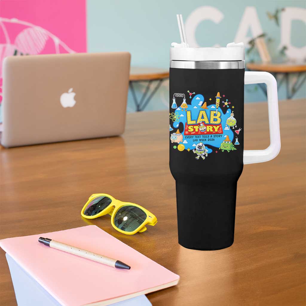 Lab Story Lab Week 2026 Celebration Tumbler With Handle Every Test Tells a Story Medical Lab Tech Appreciation Gift