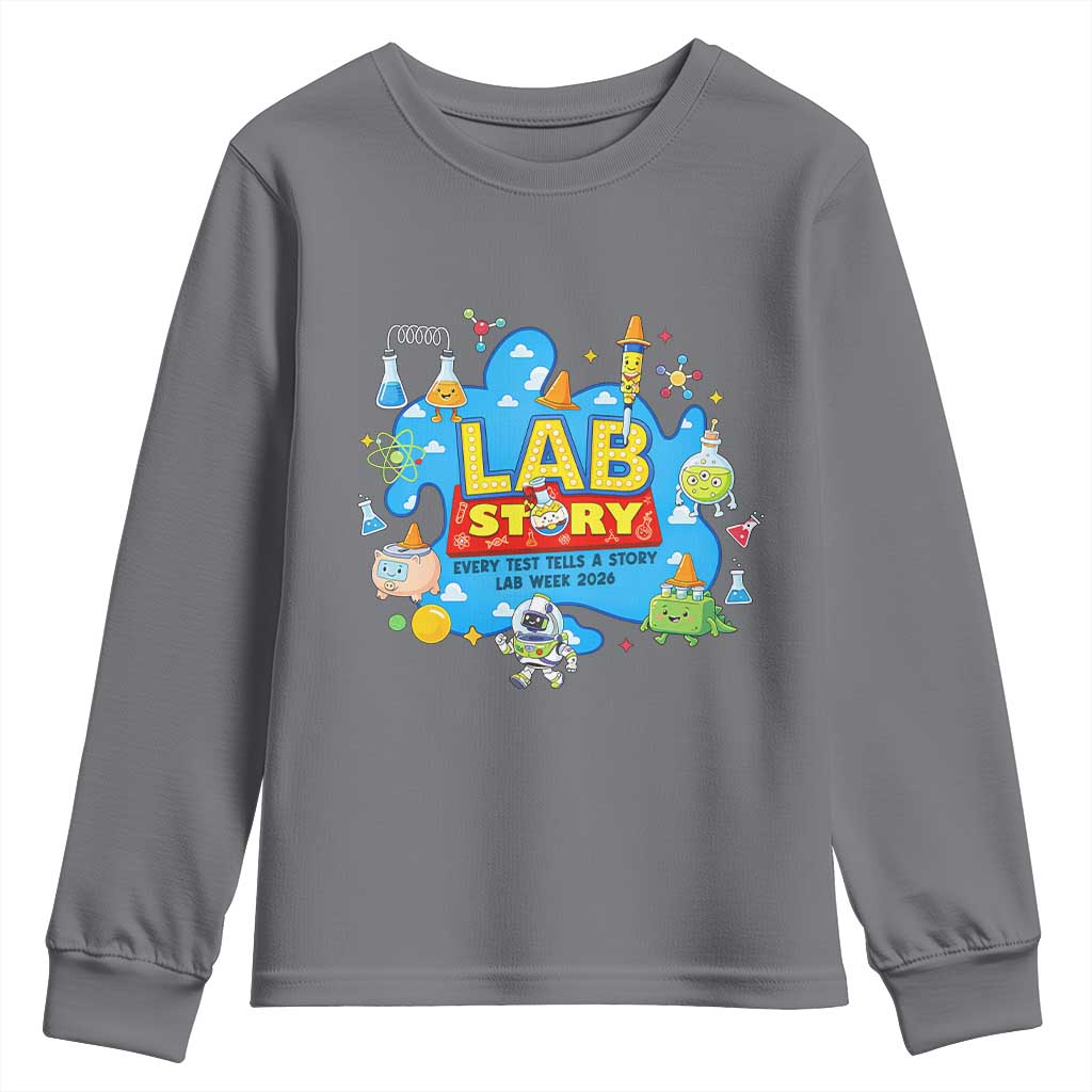 Lab Story Lab Week 2026 Celebration Youth Sweatshirt Every Test Tells a Story Medical Lab Tech Appreciation Gift