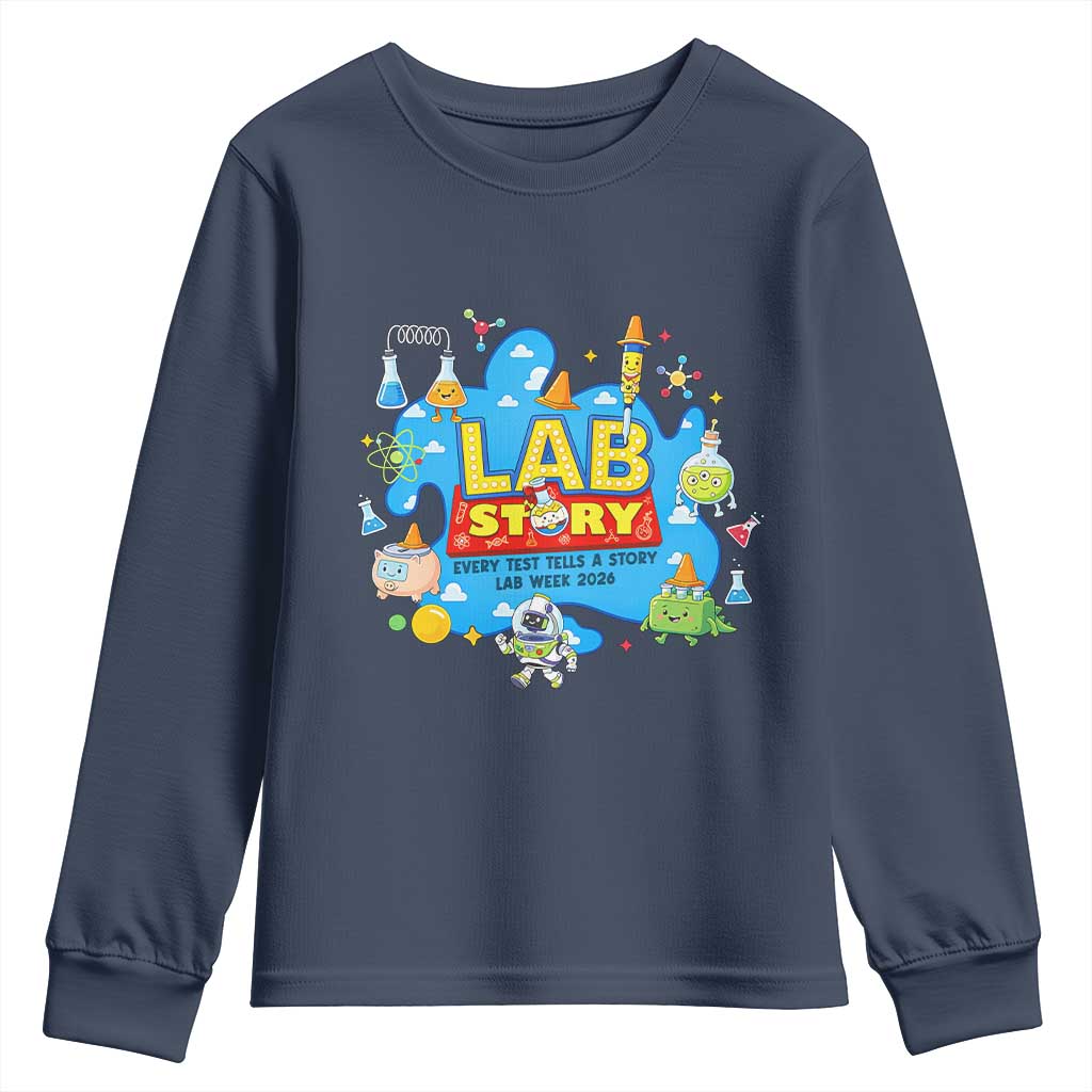 Lab Story Lab Week 2026 Celebration Youth Sweatshirt Every Test Tells a Story Medical Lab Tech Appreciation Gift
