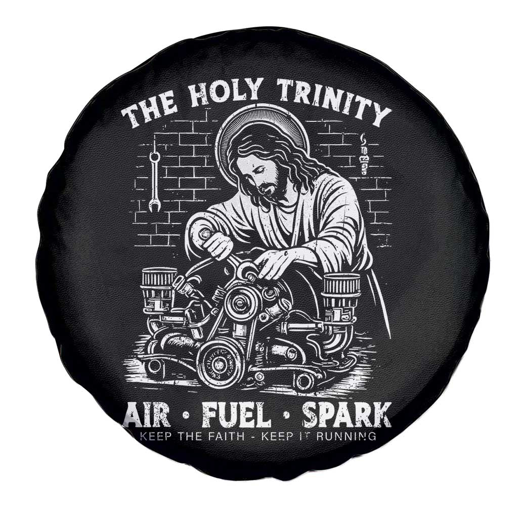 Funny Mechanic Jesus Holy Trinity Air Fuel Spark Spare Tire Cover Christian Car Lover Humor Gift for Gearheads