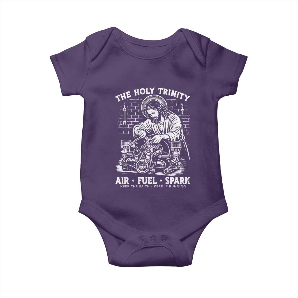 Funny Mechanic Jesus Holy Trinity Air Fuel Spark Baby Onesie Christian Car Lover Humor Gift for Gearheads