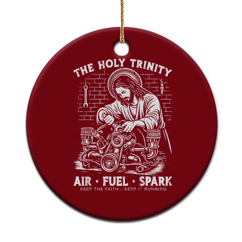 Funny Mechanic Jesus Holy Trinity Air Fuel Spark Ceramic Ornament Christian Car Lover Humor Gift for Gearheads