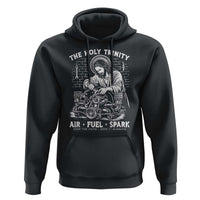 Funny Mechanic Jesus Holy Trinity Air Fuel Spark Hoodie Christian Car Lover Humor Gift for Gearheads