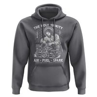Funny Mechanic Jesus Holy Trinity Air Fuel Spark Hoodie Christian Car Lover Humor Gift for Gearheads