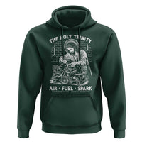 Funny Mechanic Jesus Holy Trinity Air Fuel Spark Hoodie Christian Car Lover Humor Gift for Gearheads
