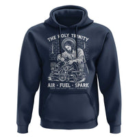 Funny Mechanic Jesus Holy Trinity Air Fuel Spark Hoodie Christian Car Lover Humor Gift for Gearheads