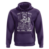 Funny Mechanic Jesus Holy Trinity Air Fuel Spark Hoodie Christian Car Lover Humor Gift for Gearheads