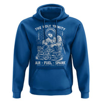 Funny Mechanic Jesus Holy Trinity Air Fuel Spark Hoodie Christian Car Lover Humor Gift for Gearheads
