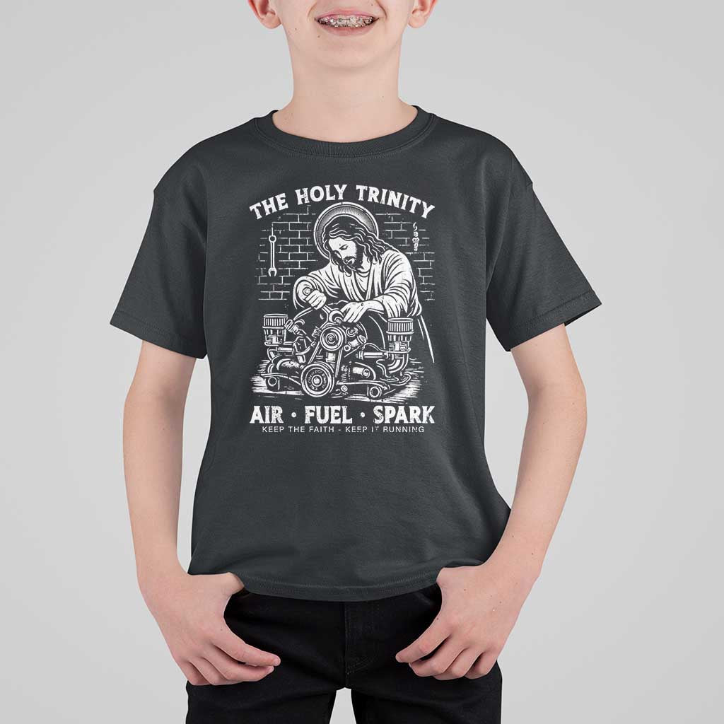 Funny Mechanic Jesus Holy Trinity Air Fuel Spark T Shirt For Kid Christian Car Lover Humor Gift for Gearheads