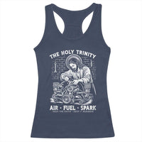 Funny Mechanic Jesus Holy Trinity Air Fuel Spark Racerback Tank Top Christian Car Lover Humor Gift for Gearheads