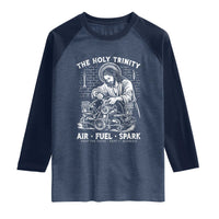 Funny Mechanic Jesus Holy Trinity Air Fuel Spark Raglan Shirt Christian Car Lover Humor Gift for Gearheads