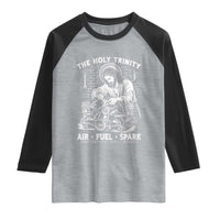 Funny Mechanic Jesus Holy Trinity Air Fuel Spark Raglan Shirt Christian Car Lover Humor Gift for Gearheads