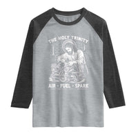 Funny Mechanic Jesus Holy Trinity Air Fuel Spark Raglan Shirt Christian Car Lover Humor Gift for Gearheads