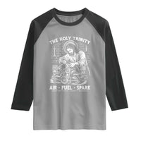 Funny Mechanic Jesus Holy Trinity Air Fuel Spark Raglan Shirt Christian Car Lover Humor Gift for Gearheads