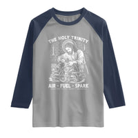 Funny Mechanic Jesus Holy Trinity Air Fuel Spark Raglan Shirt Christian Car Lover Humor Gift for Gearheads