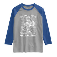 Funny Mechanic Jesus Holy Trinity Air Fuel Spark Raglan Shirt Christian Car Lover Humor Gift for Gearheads