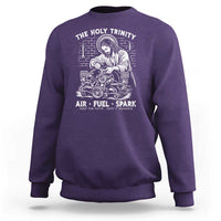Funny Mechanic Jesus Holy Trinity Air Fuel Spark Sweatshirt Christian Car Lover Humor Gift for Gearheads