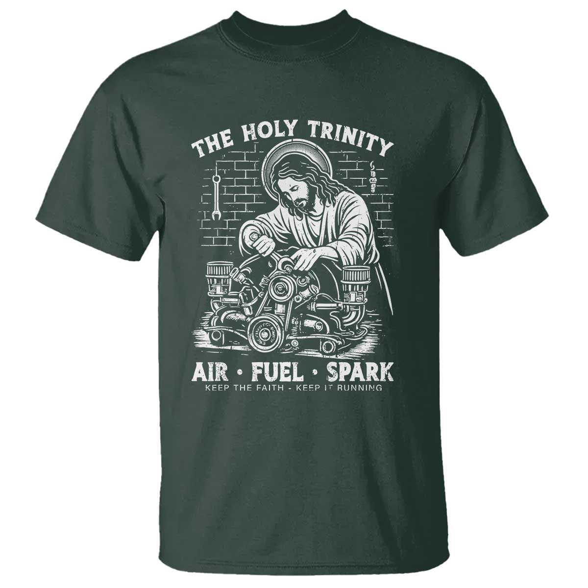 Funny Mechanic Jesus Holy Trinity Air Fuel Spark T Shirt Christian Car Lover Humor Gift for Gearheads