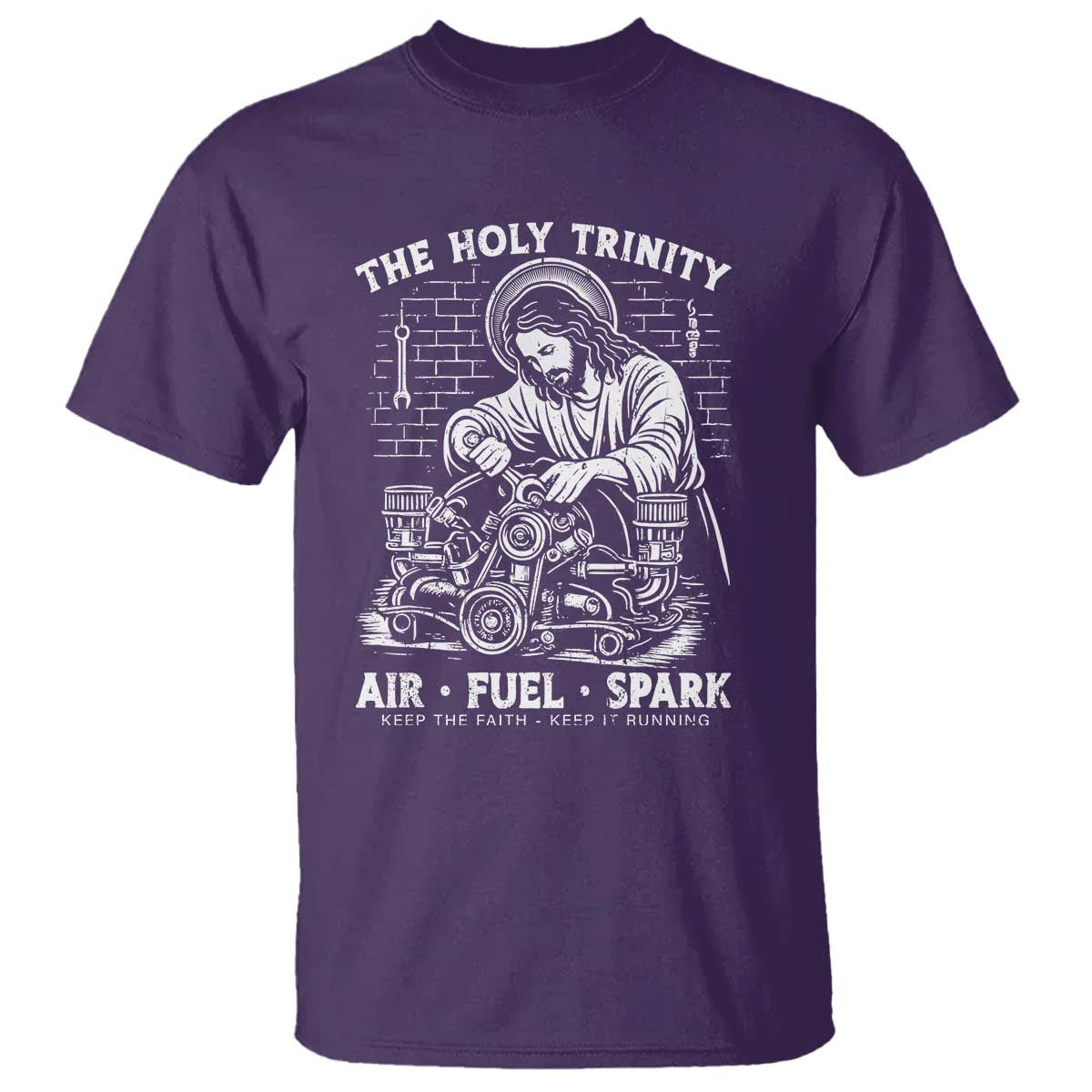 Funny Mechanic Jesus Holy Trinity Air Fuel Spark T Shirt Christian Car Lover Humor Gift for Gearheads