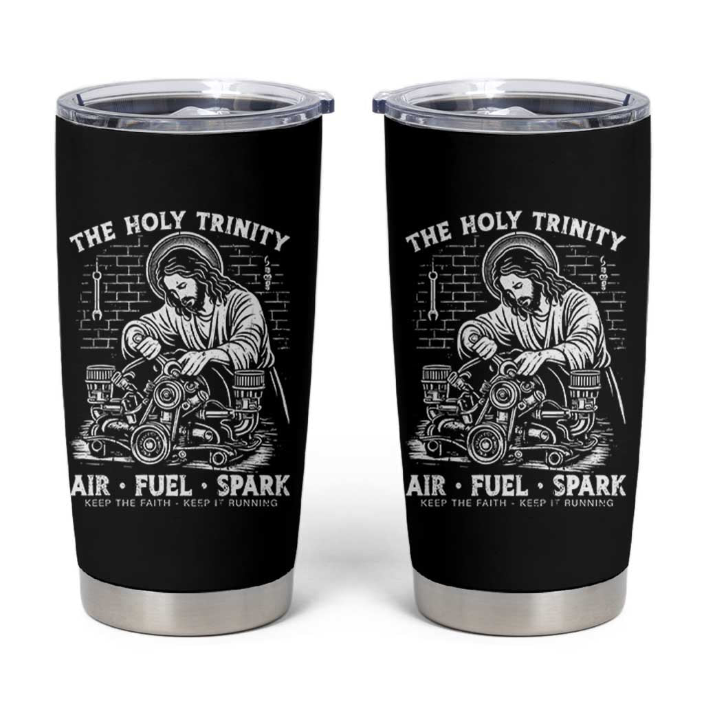 Funny Mechanic Jesus Holy Trinity Air Fuel Spark Tumbler Cup Christian Car Lover Humor Gift for Gearheads