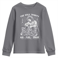 Funny Mechanic Jesus Holy Trinity Air Fuel Spark Youth Sweatshirt Christian Car Lover Humor Gift for Gearheads