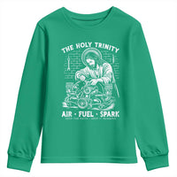 Funny Mechanic Jesus Holy Trinity Air Fuel Spark Youth Sweatshirt Christian Car Lover Humor Gift for Gearheads