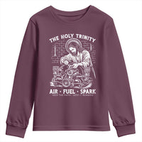 Funny Mechanic Jesus Holy Trinity Air Fuel Spark Youth Sweatshirt Christian Car Lover Humor Gift for Gearheads
