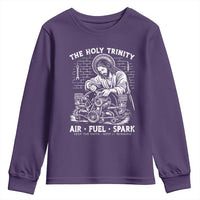 Funny Mechanic Jesus Holy Trinity Air Fuel Spark Youth Sweatshirt Christian Car Lover Humor Gift for Gearheads