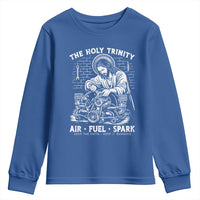 Funny Mechanic Jesus Holy Trinity Air Fuel Spark Youth Sweatshirt Christian Car Lover Humor Gift for Gearheads