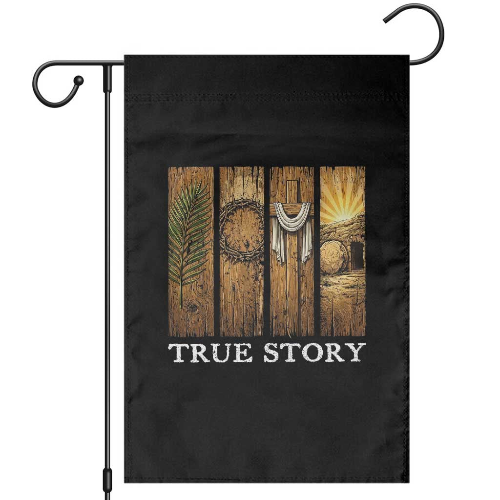 Christian Easter True Story Resurrection Scene Vintage Garden Flag Faith Based Jesus Empty Tomb Gift for Believers