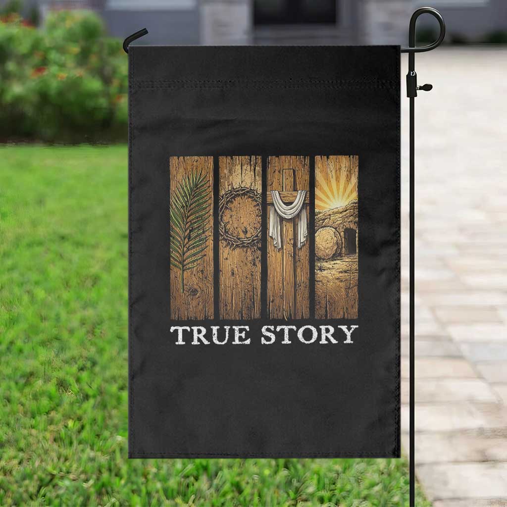 Christian Easter True Story Resurrection Scene Vintage Garden Flag Faith Based Jesus Empty Tomb Gift for Believers