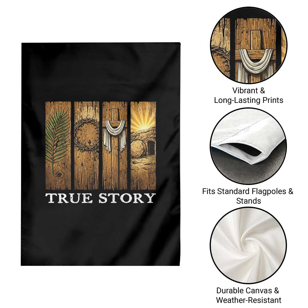 Christian Easter True Story Resurrection Scene Vintage Garden Flag Faith Based Jesus Empty Tomb Gift for Believers