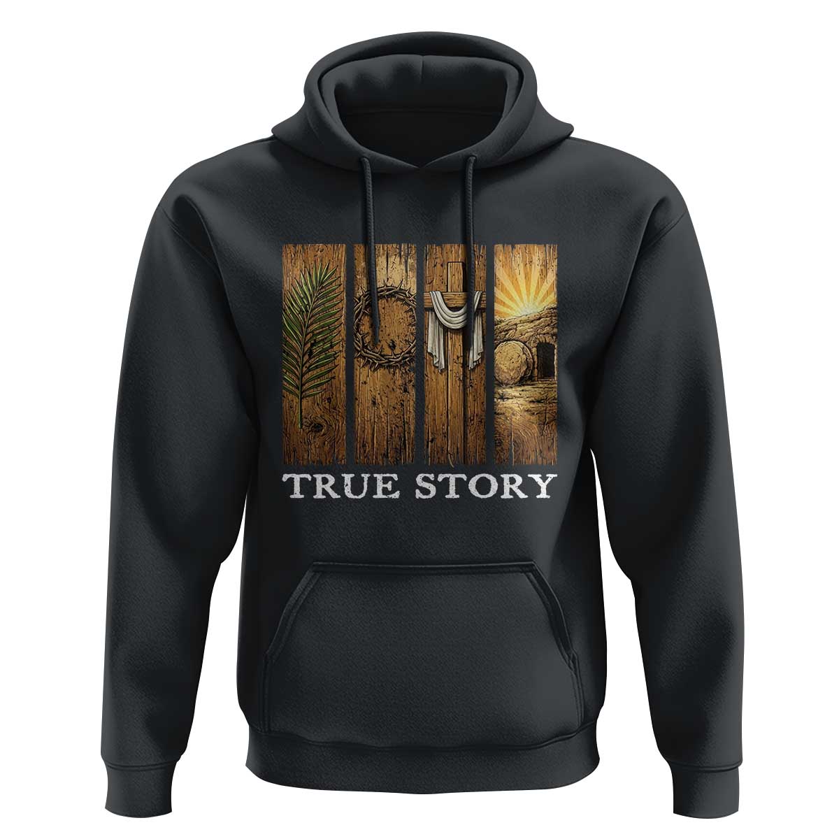 Christian Easter True Story Resurrection Scene Vintage Hoodie Faith Based Jesus Empty Tomb Gift for Believers