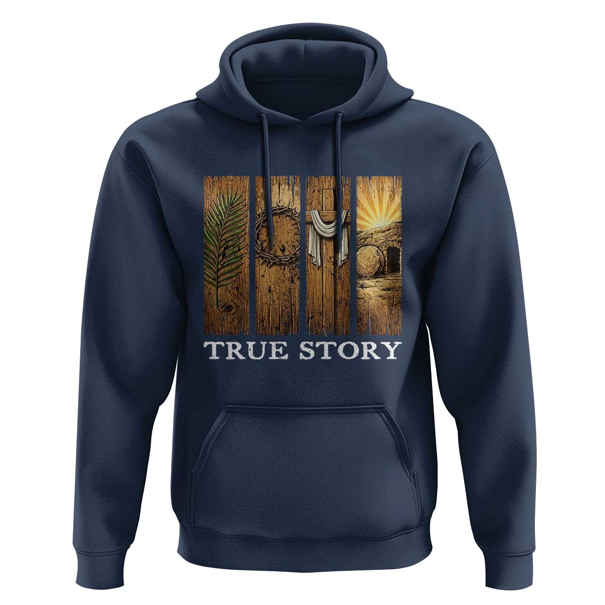 Christian Easter True Story Resurrection Scene Vintage Hoodie Faith Based Jesus Empty Tomb Gift for Believers