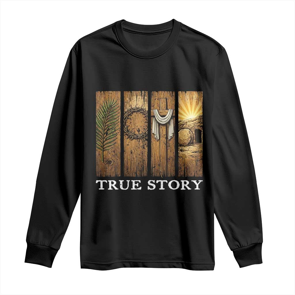Christian Easter True Story Resurrection Scene Vintage Long Sleeve Shirt Faith Based Jesus Empty Tomb Gift for Believers