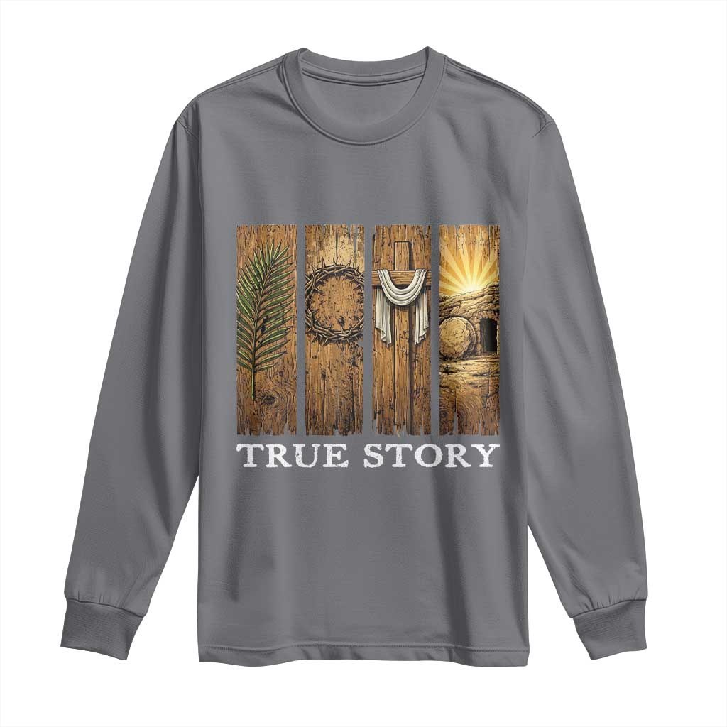 Christian Easter True Story Resurrection Scene Vintage Long Sleeve Shirt Faith Based Jesus Empty Tomb Gift for Believers