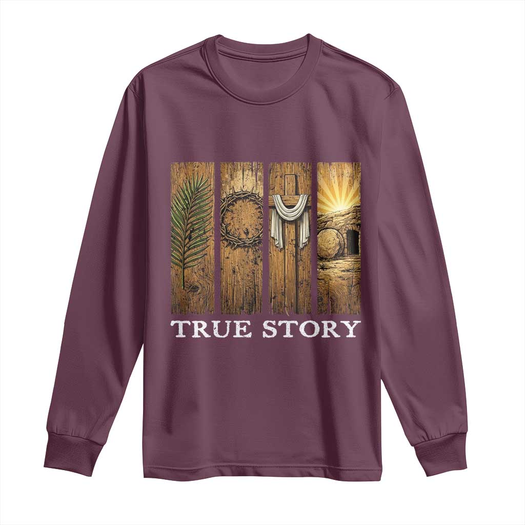 Christian Easter True Story Resurrection Scene Vintage Long Sleeve Shirt Faith Based Jesus Empty Tomb Gift for Believers