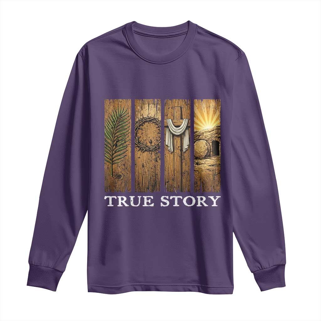 Christian Easter True Story Resurrection Scene Vintage Long Sleeve Shirt Faith Based Jesus Empty Tomb Gift for Believers