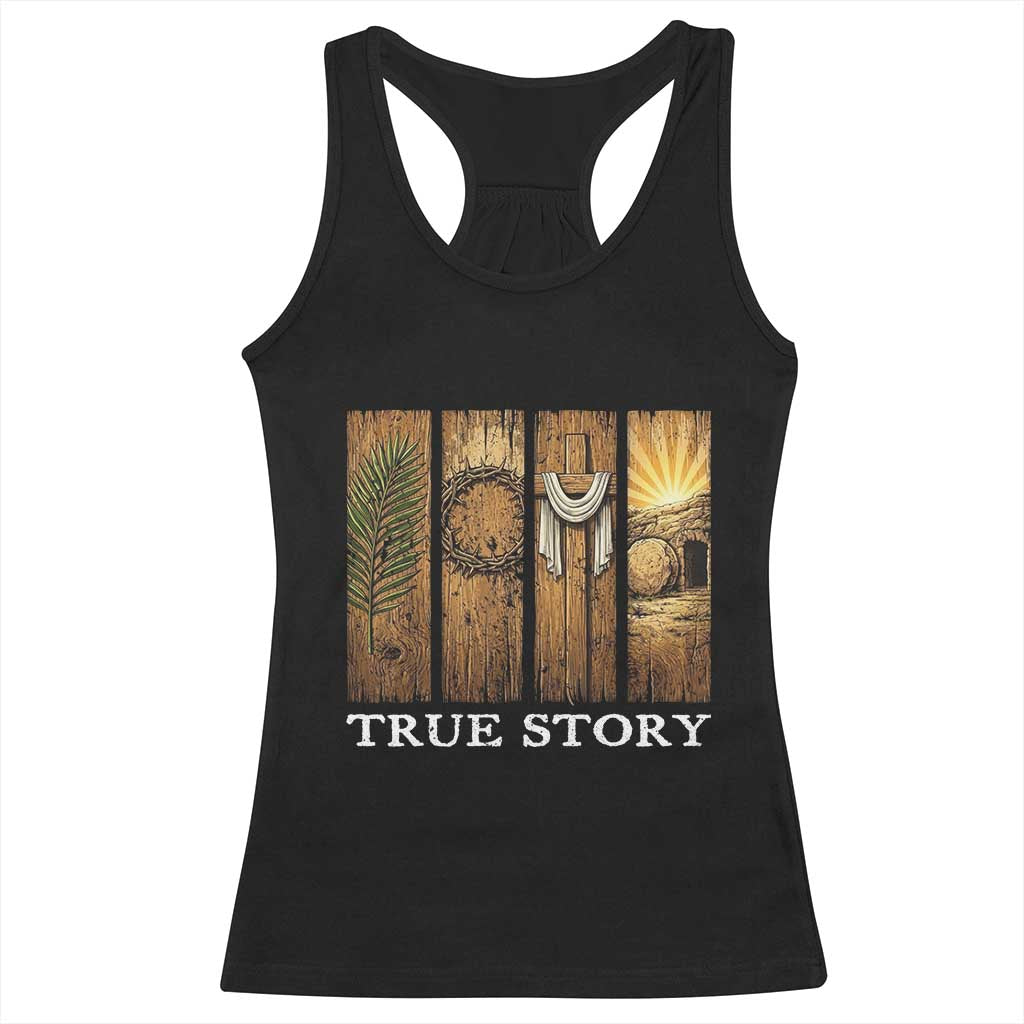 Christian Easter True Story Resurrection Scene Vintage Racerback Tank Top Faith Based Jesus Empty Tomb Gift for Believers
