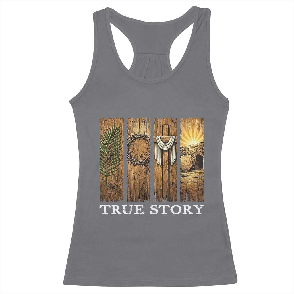 Christian Easter True Story Resurrection Scene Vintage Racerback Tank Top Faith Based Jesus Empty Tomb Gift for Believers