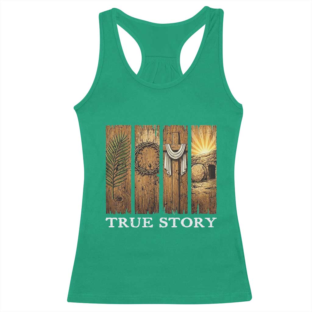 Christian Easter True Story Resurrection Scene Vintage Racerback Tank Top Faith Based Jesus Empty Tomb Gift for Believers