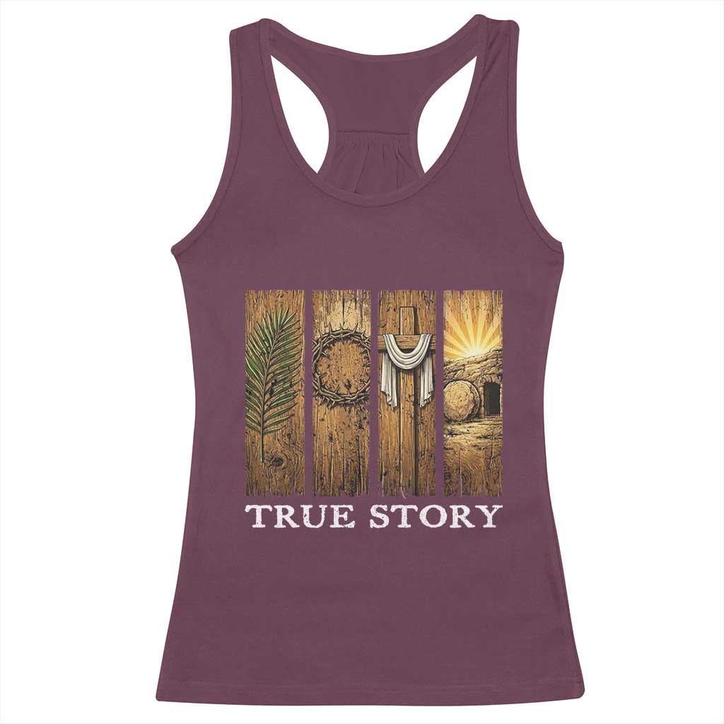 Christian Easter True Story Resurrection Scene Vintage Racerback Tank Top Faith Based Jesus Empty Tomb Gift for Believers